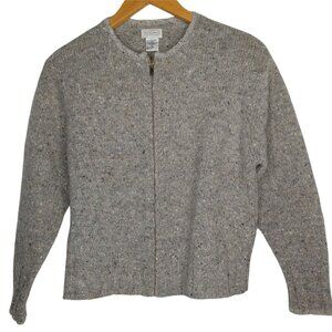 Willi Smith Womens XL Sweater Full Zip Cardigan Lambswool Mohair Gray Cropped
